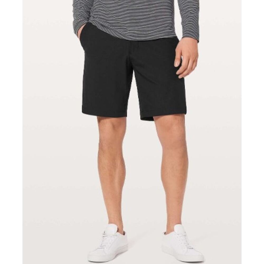 Lululemon Commission Shorts Slim Warpstreme 9" Inseam Black Athleisure Size 38 - Picture 2 of 11